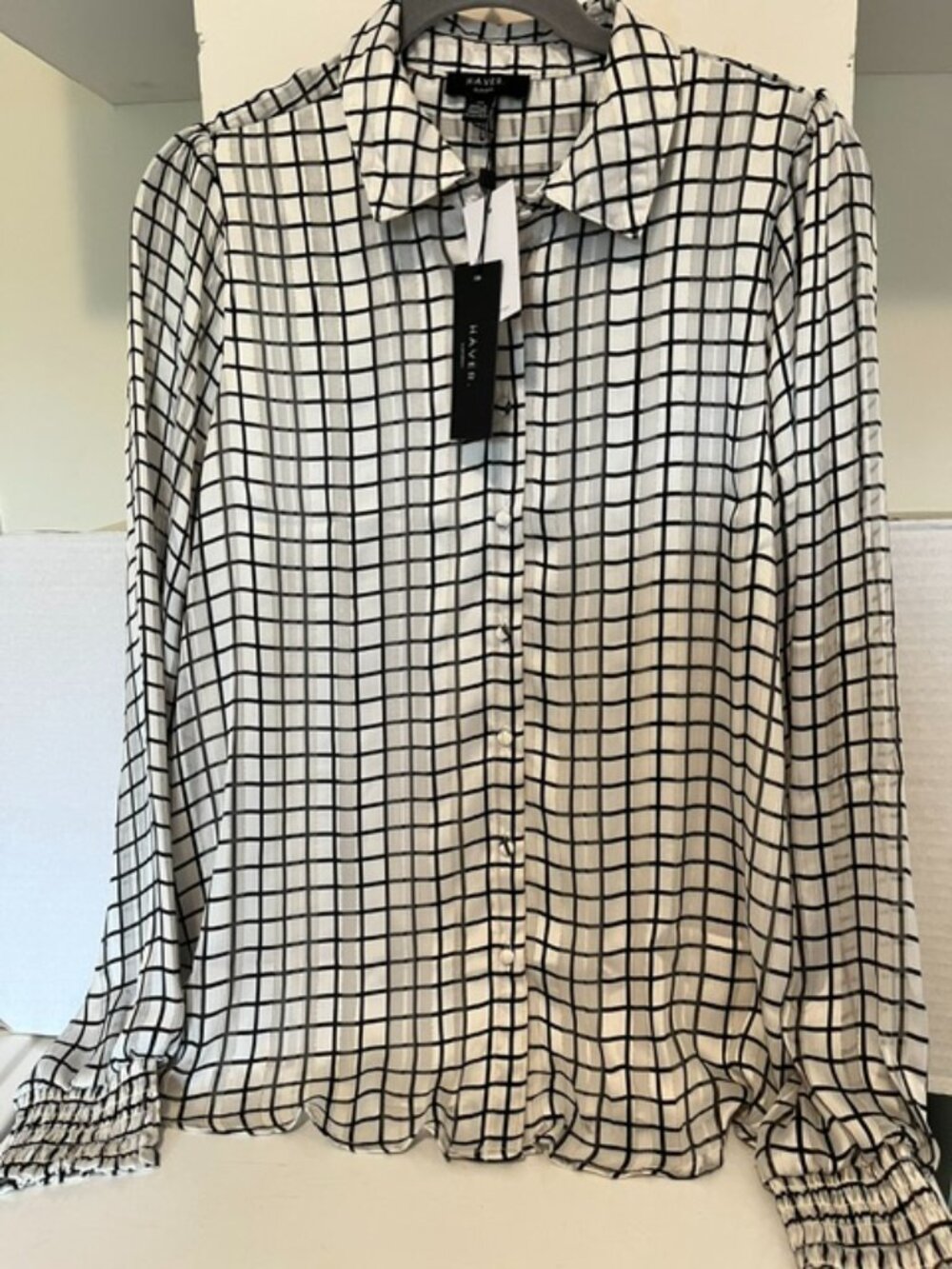 Haver London smocked cuff blouse.
